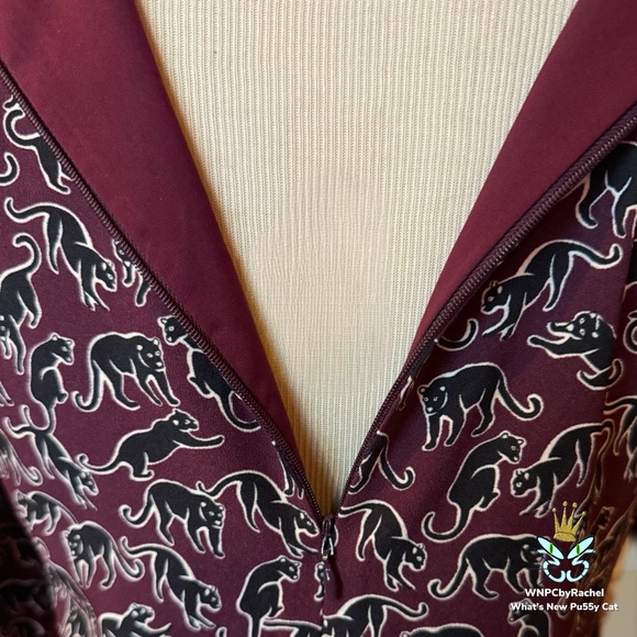 Ann Taylor Deep Wine Cat Print Dress, Fits up to an 8 - Picture 6 of 9